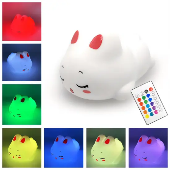 Media-Tech MT225 POKKY Dreaming Bunny Children's Lamp with 17 Color Options with Timer and Remote Control