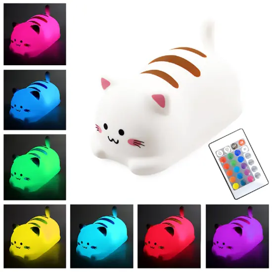 Media-Tech MT226 POKKY Happy Kitty Children's Lamp with 17 Color Options with Timer and Remote Control