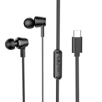 Hands Free Hoco M86 Oceanic Universal Earphones Deep Bass Stereo Compatible with All Devices USB-C  Black 1.2m