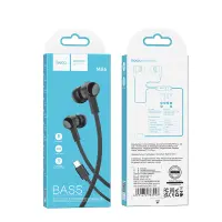 Hands Free Hoco M86 Oceanic Universal Earphones Deep Bass Stereo Compatible with All Devices USB-C  Black 1.2m