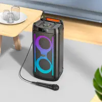 Portable Speaker Hoco HA6 Danny BT V5.3 15Wx2 4500mAh 5h Playback with Micro SD USB RGB LED Lighting and Wireless Microphone