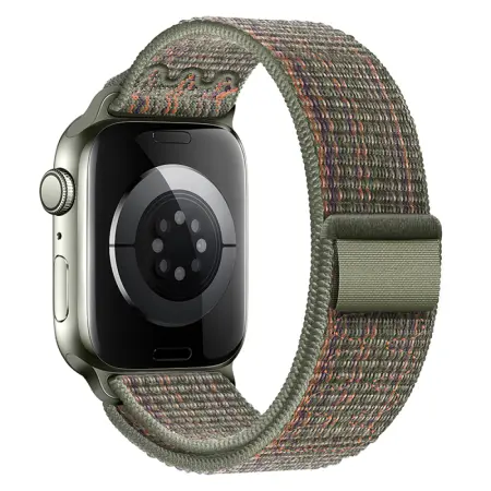 Watchband Hoco WA25 38/40/41mm Nylon Strap For Apple Watch series 1/2/3/4/5/6/7/8/9/SE/SE2 Dark Green and Orange