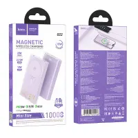 Power Bank Hoco Q22 Taurus 10000mAh 22.5W PD20W QC3.0 with Wireless Charging 2xUSB-A and 1xUSB-C Purple