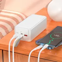 Power Bank Hoco J111C 40000mAh PD30W + QC3.0 with 2x USB-A and USB-C White