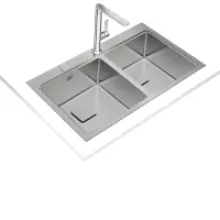 Inox sink TEKA ¨Inset installation 2 Troughs 86x52cm ZENIT RS15 2B Auto Pro Maestro