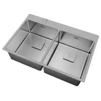 Inox Sink TEKA 2 in 1 Installation 2 Troughs 74x50cm FORLINEA 740 RS15 2B Auto