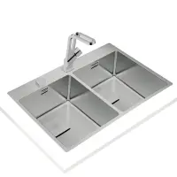 Inox Sink TEKA 2 in 1 Installation 2 Troughs 74x50cm FORLINEA 740 RS15 2B Auto