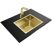 Metallic Inox Sink TEKA 3 in 1 Installation 1 Troughs 54x44cm FLEXLINEA RS15 50.40 BRASS