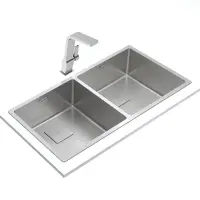 Inox Sink TEKA 2 in 1 Installation 2 Troughs 86x44cm FLEXLINEA RS15 2B 860 PureClean