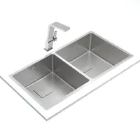 Inox Sink TEKA 2 in 1 Installation 2 Troughs 86x44cm FLEXLINEA RS15 2B 860 PureClean