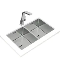 Inox Sink TEKA 3 in 1 Installation 2 Troughs 74x44cm FLEXLINEA RS15 2B 740