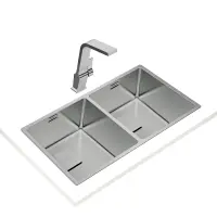 Inox Sink TEKA 3 in 1 Installation 2 Troughs 74x44cm FLEXLINEA RS15 2B 740