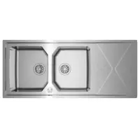 Inox TEKA Sink 2 Troughs with Apron for Inset & Flat Installation 116.4x50.4cm BROOKLYN 80 M-XP 2B 1D