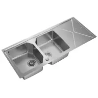 Inox TEKA Sink 2 Troughs with Apron for Inset & Flat Installation 116.4x50.4cm BROOKLYN 80 M-XP 2B 1D