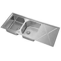 Inox TEKA Sink 2 Troughs with Apron for Inset & Flat Installation 116.4x50.4cm BROOKLYN 80 M-XP 2B 1D