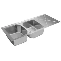 Inox TEKA Sink 2 Troughs with Apron for Inset & Flat Installation 116.4x50.4cm BROOKLYN 80 M-XP 2B 1D