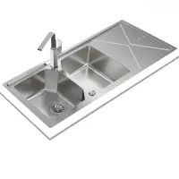 Inox TEKA Sink 2 Troughs with Apron for Inset & Flat Installation 116.4x50.4cm BROOKLYN 80 M-XP 2B 1D