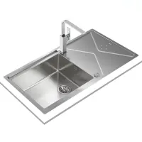 Inox sink TEKA 2 in 1 installation 1 Troughs with Apron 98,4x50,4cm BROOKLYN 60 M-XP 1B 1D PLUS