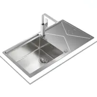 Inox sink TEKA 2 in 1 installation 1 Troughs with Apron 98,4x50,4cm BROOKLYN 60 M-XP 1B 1D PLUS