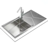 Inox sink TEKA 2 in 1 installation 1 Troughs with Apron 98,4x50,4cm BROOKLYN 60 M-XP 1B 1D PLUS