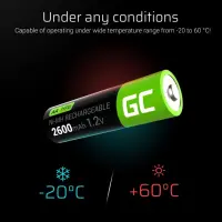 Rechargeable Battery Green Cell GR10 HR6 2600 mAh size AA 1.2V