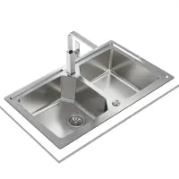 Inox Sink TEKA 2 in 1 Installation 2 troughs 86,4x50,4cm BROOKLYN 90 M-XP 2Β