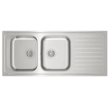 Inox TEKA Sink 2 Troughs with Apron for Inset Installation 116x50cm CLASSIC 2B 1D