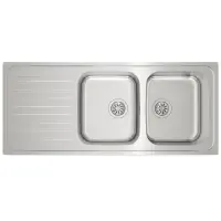 Inox TEKA Sink 2 Troughs with Apron for Inset Installation 116x50cm CLASSIC 2B 1D