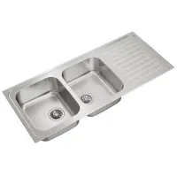 Inox TEKA Sink 2 Troughs with Apron for Inset Installation 116x50cm CLASSIC 2B 1D