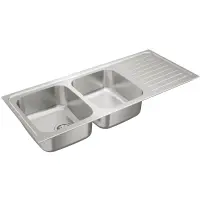 Inox TEKA Sink 2 Troughs with Apron for Inset Installation 116x50cm CLASSIC 2B 1D