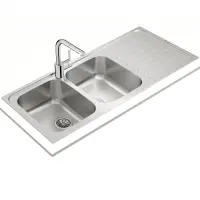 Inox TEKA Sink 2 Troughs with Apron for Inset Installation 116x50cm CLASSIC 2B 1D