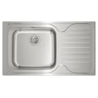 Inox TEKA Sink 1 Trough with Right Apron for Inset Installation 86x50cm CLASSIC MAX 1B 1D