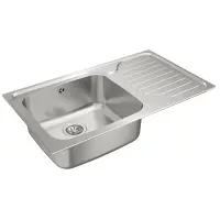 Inox TEKA Sink 1 Trough with Right Apron for Inset Installation 86x50cm CLASSIC MAX 1B 1D