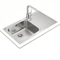 Inox TEKA Sink 1 Trough with Right Apron for Inset Installation 86x50cm CLASSIC MAX 1B 1D