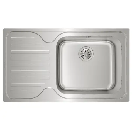 Inox TEKA Sink 1 Trough with Left Apron for Inset Installation 86x50cm CLASSIC MAX 1B 1D