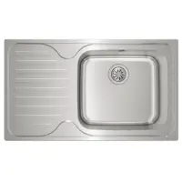 Inox TEKA Sink 1 Trough with Left Apron for Inset Installation 86x50cm CLASSIC MAX 1B 1D