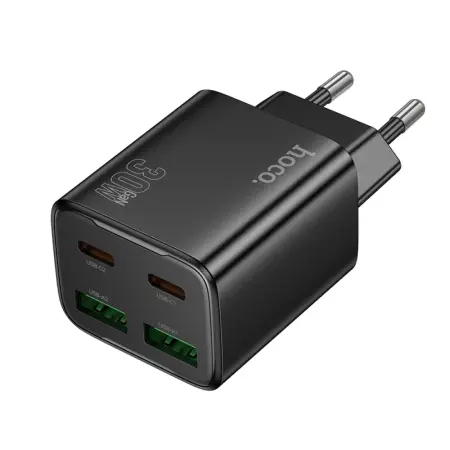 Travel Charger Hoco N56 Fundador Quad Port Charging 2x USB-C 30W + 2x USB-A 30W Black