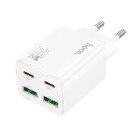 Travel Charger Hoco N56 Fundador Quad Port Charging 2x USB-C 20W + 2x USB-A 20W White