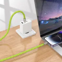 Hoco Multifunctional Lanyard/Charging Cable USB-C to Lightning Fluorescent Green1.8m