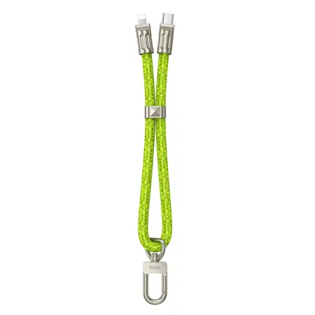 Hoco Multifunctional Wrist Lanyard/Charging Cable USB-C to Lightning Fluorescent Green 22cm