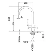 Inox TEKA Sink Faucet with Rotatable Faucet & Filter Connection Option OS 200 1/2"TOTAL