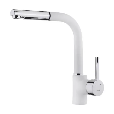 Inox TEKA Swivel Faucet with Pull-Out Shower ARK 938 3/8”-1/2”Maestro White