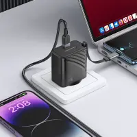 Hoco N58 Travel Charger 30W with 1xUSB-C port and 1xUSB-C Retractable Cable 65cm Black