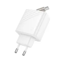 Hoco N58 Travel Charger 30W with 1xUSB-C port and USB-C Retractable Cable 65cm White