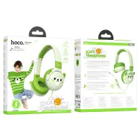 Kids Headphones Hoco W61 with Microphone 3.5mm Emerald Green 1.2m