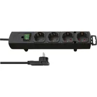 Power Strip Brennenstuhl with 4 Inlet Sockets and On / Off Switch Cable 2 m IP20 Black