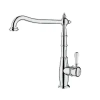 TEKA Stainless Steel Sink Faucet Rotating, Retro Design & Ceramic White Handle FO 915 3/8”-1/2”TOTAL