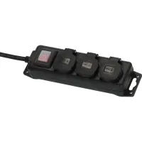 Outdoor  Power Strip Brennenstuhl  with 3 Inlet Sockets and On / Off Switch Cable 2 m IP44 Black