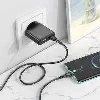 Travel Charger Hoco N38 Delgado Dual Port Charging USB-C 20W and USB-A 18W Black