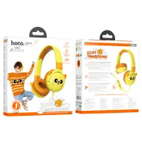 Kids Headphones Hoco W61 with Microphone 3.5mm Sun Yellow 1.2m